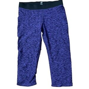 H&M Sport Leggings Capri Athletic Pants Pocket‎ Purple Black Medium Yoga Sports